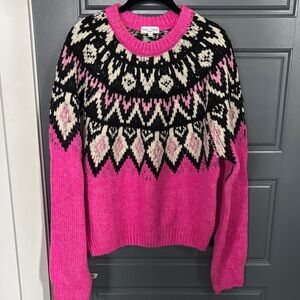 Bold Pink & Black Patterned Sweater